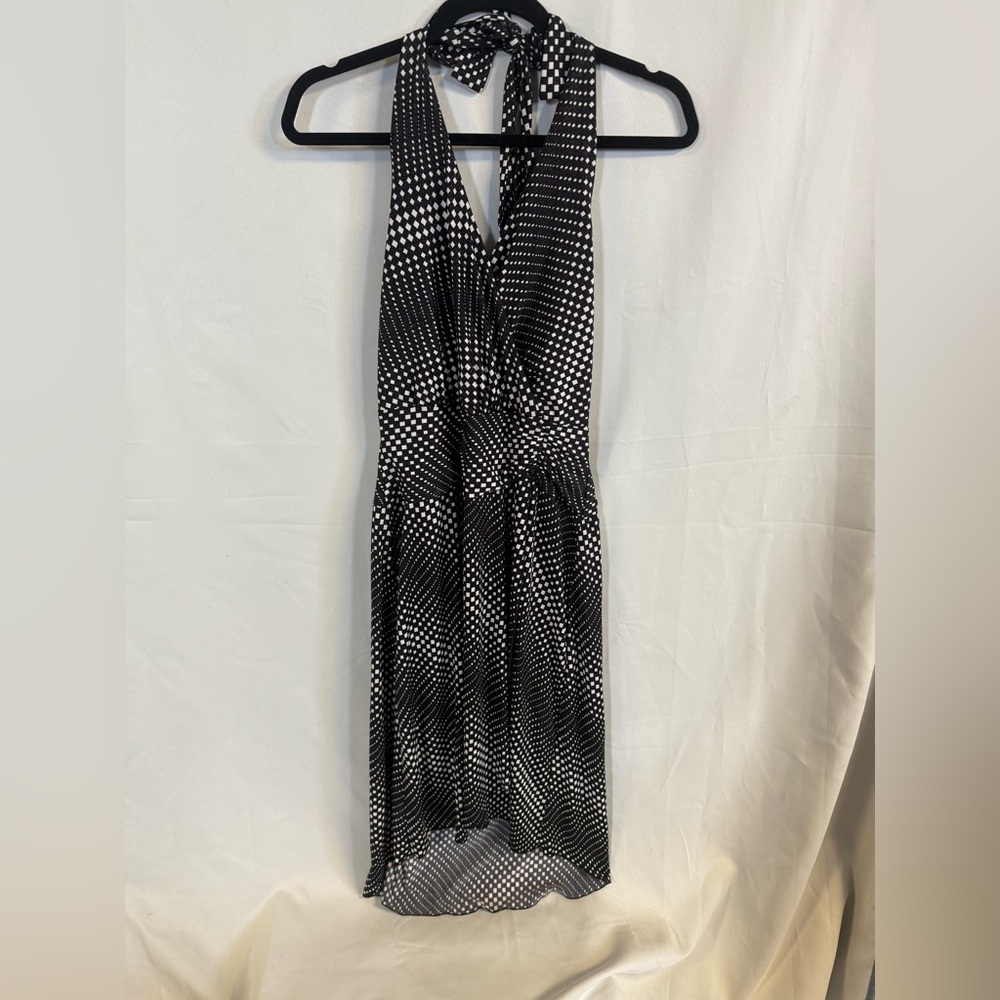 Le Chateau Black and White High Low Dress